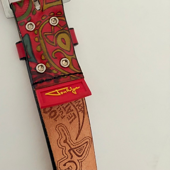 Unisex JON WYE Leather Paisley Belt Western Retro Made in USA Men Women 46\